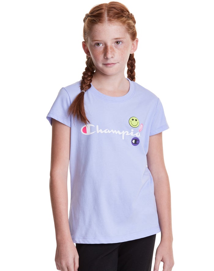 Champion Classic Smiley Face T-Shirt Meisjes - LichtPaars - Belgie 3049XLVEK